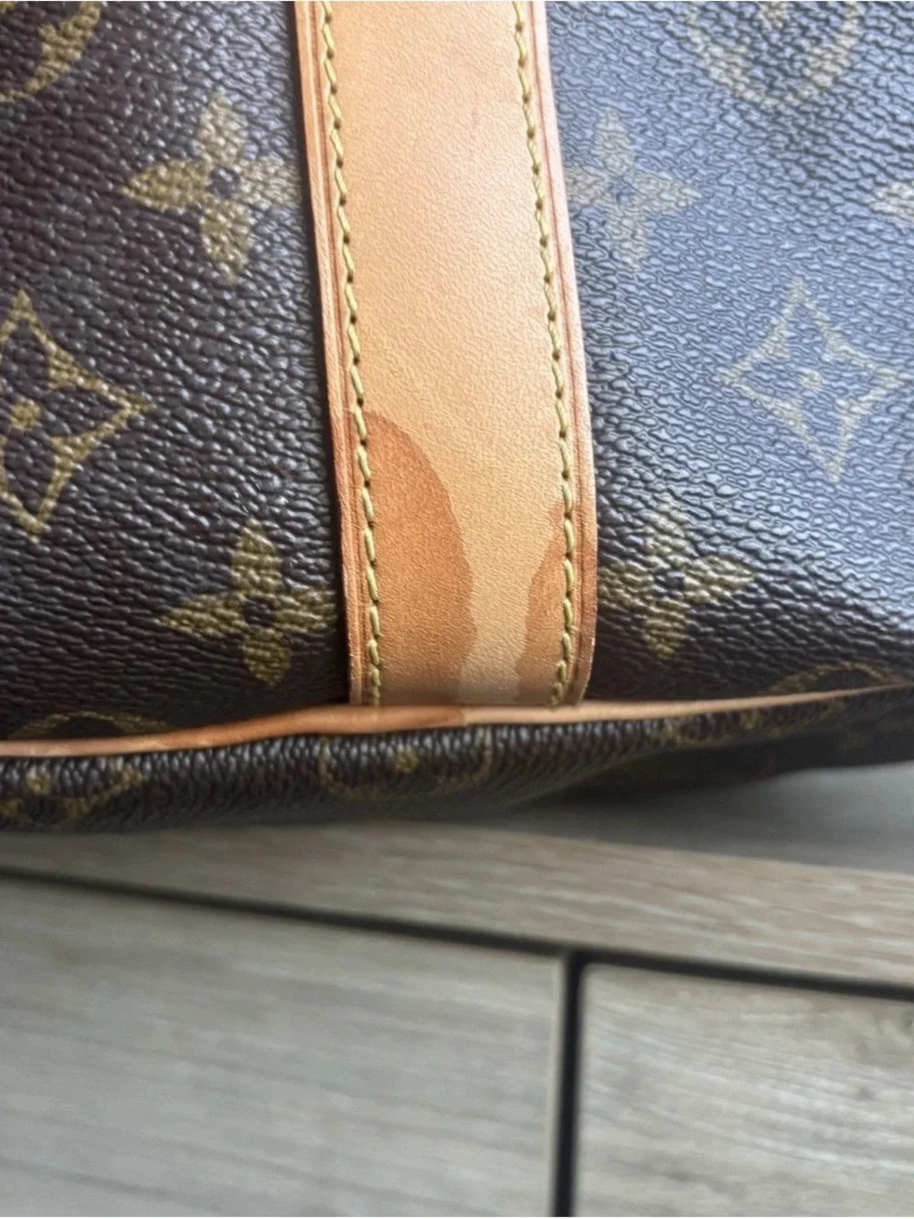 Auth LOUIS VUITTON Keepall Bandouliere 55 Monogram Canvas Duffel Bag PVD Initial